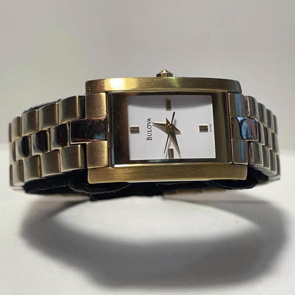 Bulova 97T68-P0 Yellow Gold Plated Stainless Steel Rectangle Dress Watch
